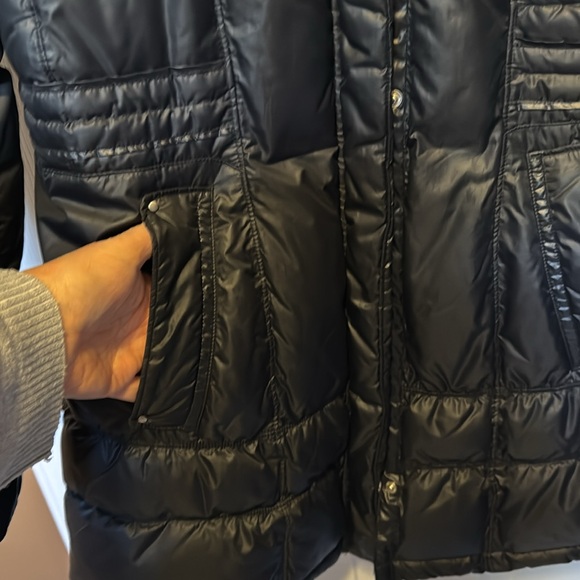 COLE HAAN Quilted Fox Fur Trim Hooded Down Puffer Coat Size Large - Picture 2 of 12